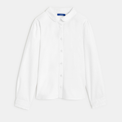 قميص أبيض سادة بياقة بيتر...